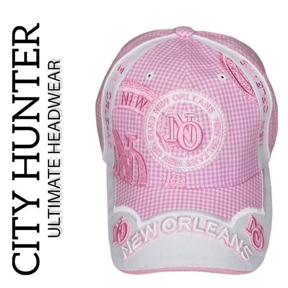 City Hunter Accessories - CityHunter New Orleans UltimatP Headwear Pink White Checker Hat